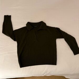 Banana Republic Dark Olive women’s Large Cashmere Johnny collar sweater